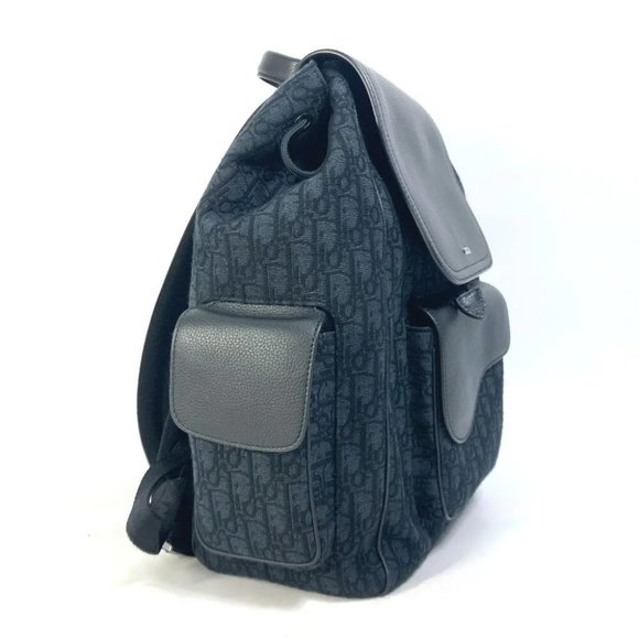 Auth Dior 1ADBA161YKS 23SS Saddle Oblique Backpack Canvas/Leather Navy/Black - Picture 14 of 14